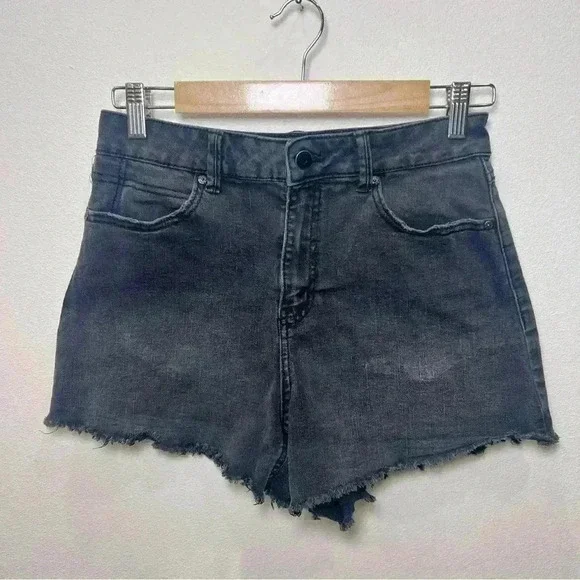Sincerely Jules Womens Black Denim Cut Off High Waisted Shorts Size 5/27 - Picture 1 of 7